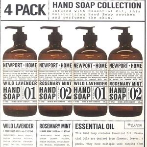 4 Glass Bottles, Newport + Home Hand Soap, 2 Rosemary Mint, 2 Wild Lavender 16oz